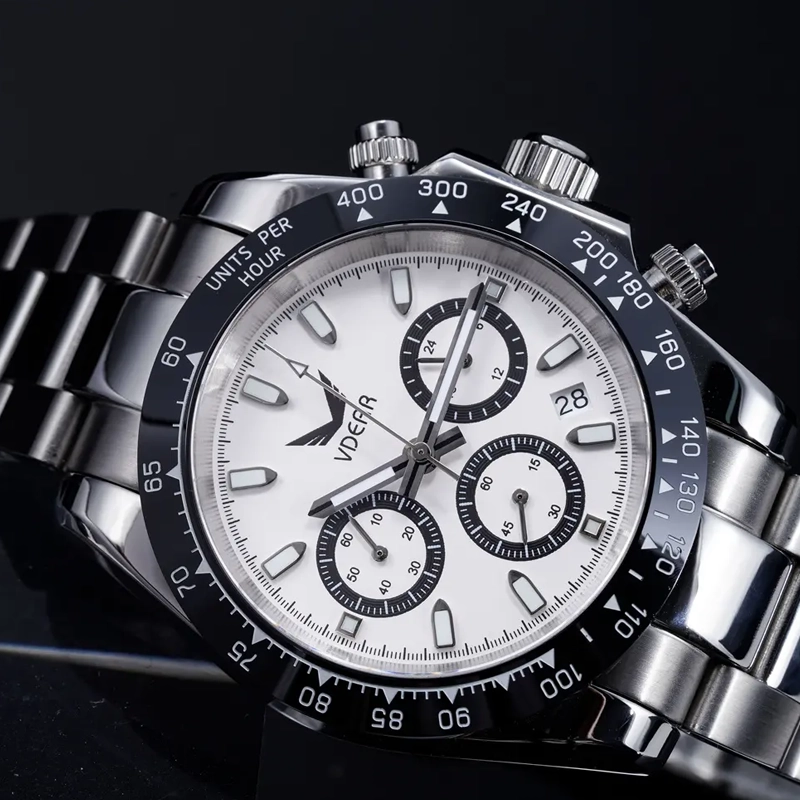 Business Calendar Date Men Quartz Silver Watch