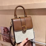 Crossbody Mobile Sling Brown White Bag