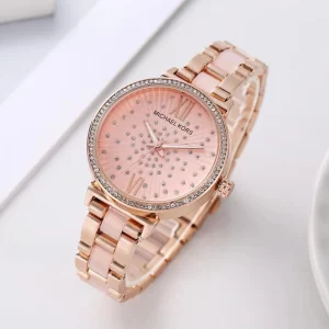Stylish Rose Gold Analog Dial Rose Gold Strap Wrist Watch For Female