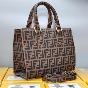 Exquisite Trendy FF Printed Satchel Coffee Hand Bag