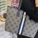 Light Luxury Female Tote Grey Blue Bag With Broad Belt